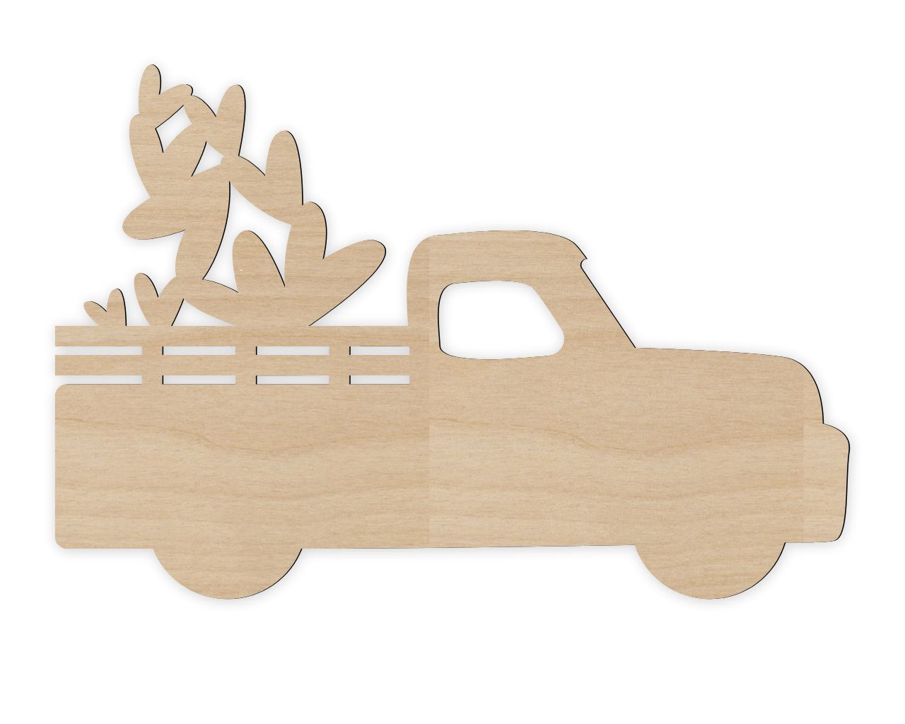 Truck with Hearts Wood Cutout for Valentine Decor Laser Cut File