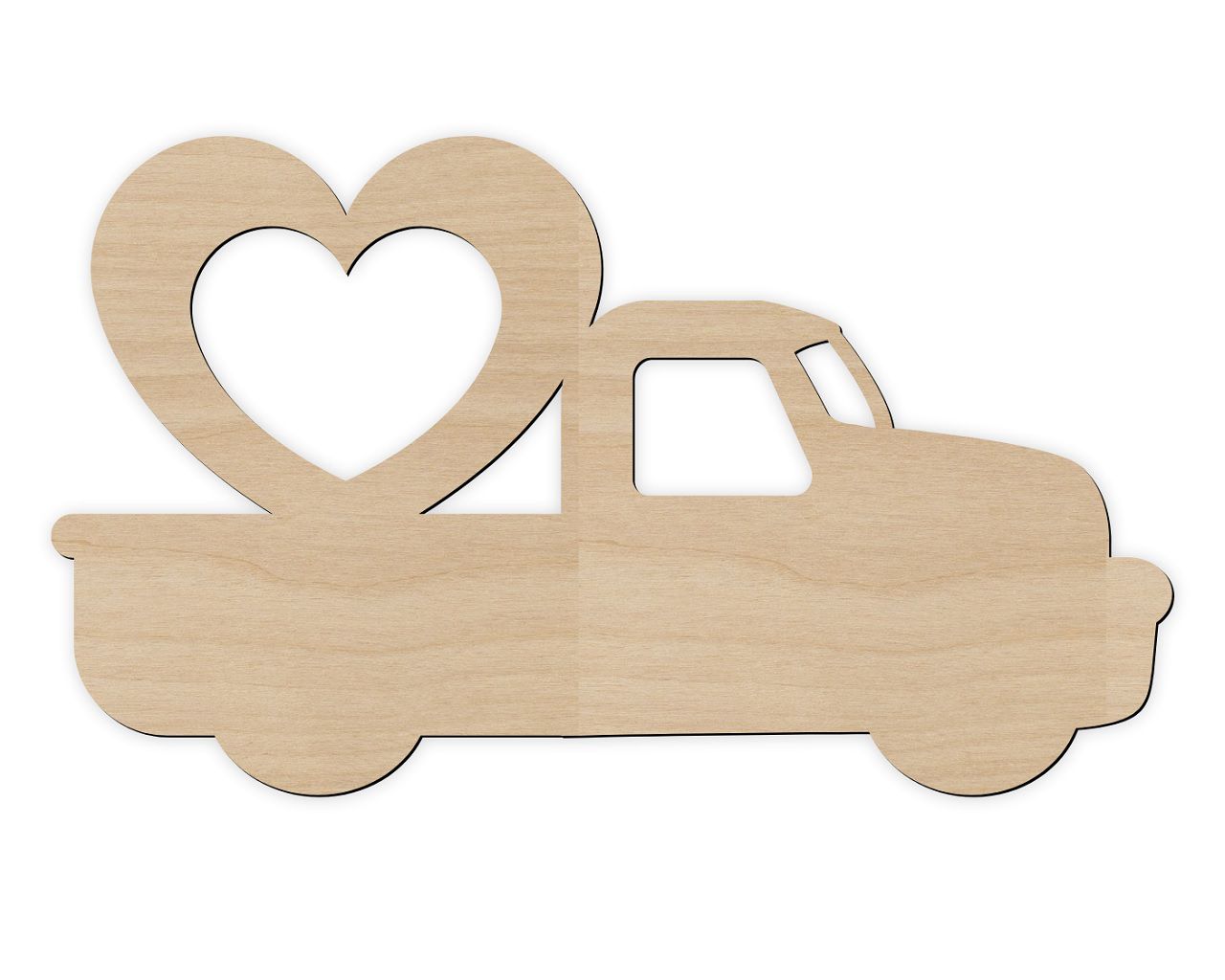 Heart Delivery Truck Wood Cutout for Crafts Laser Cut File