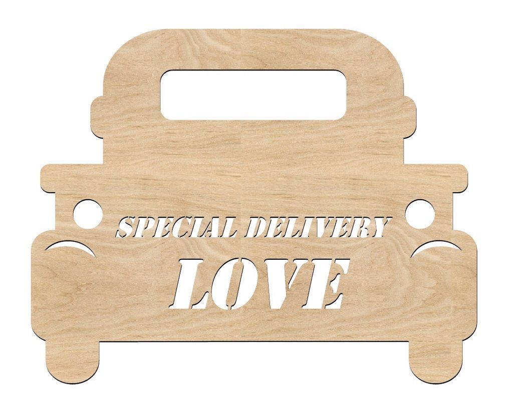 Special Delivery Valentines Day Truck Wood Cutout Shape Laser Cut File