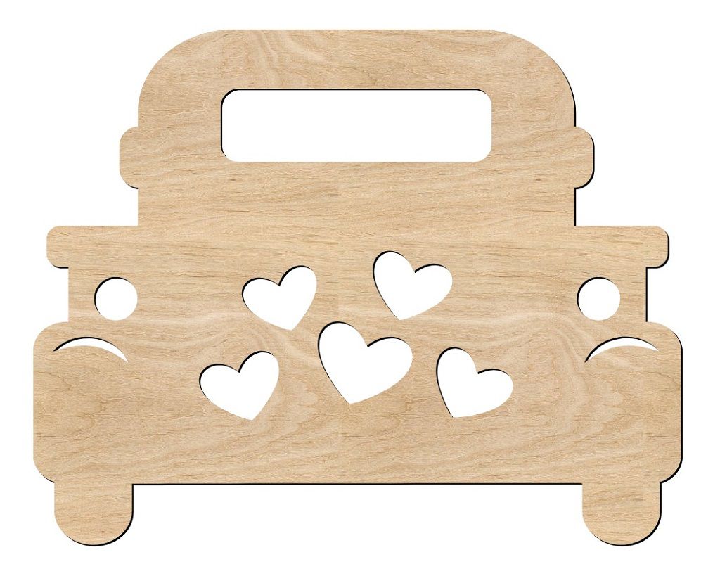 Valentine Heart Truck Wood Cutout Shape Laser Cut File