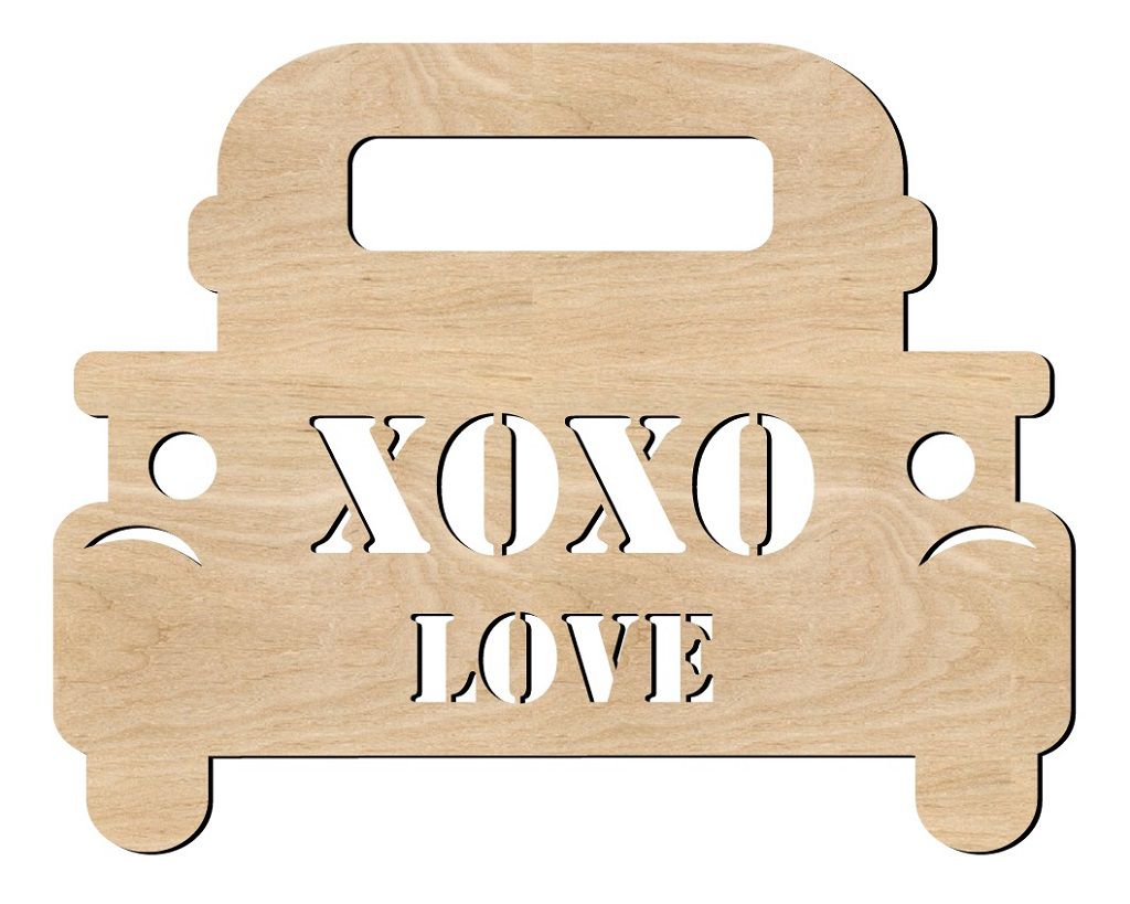 Valentine XOXO Truck Wood Cutout Door Hanger Laser Cut File