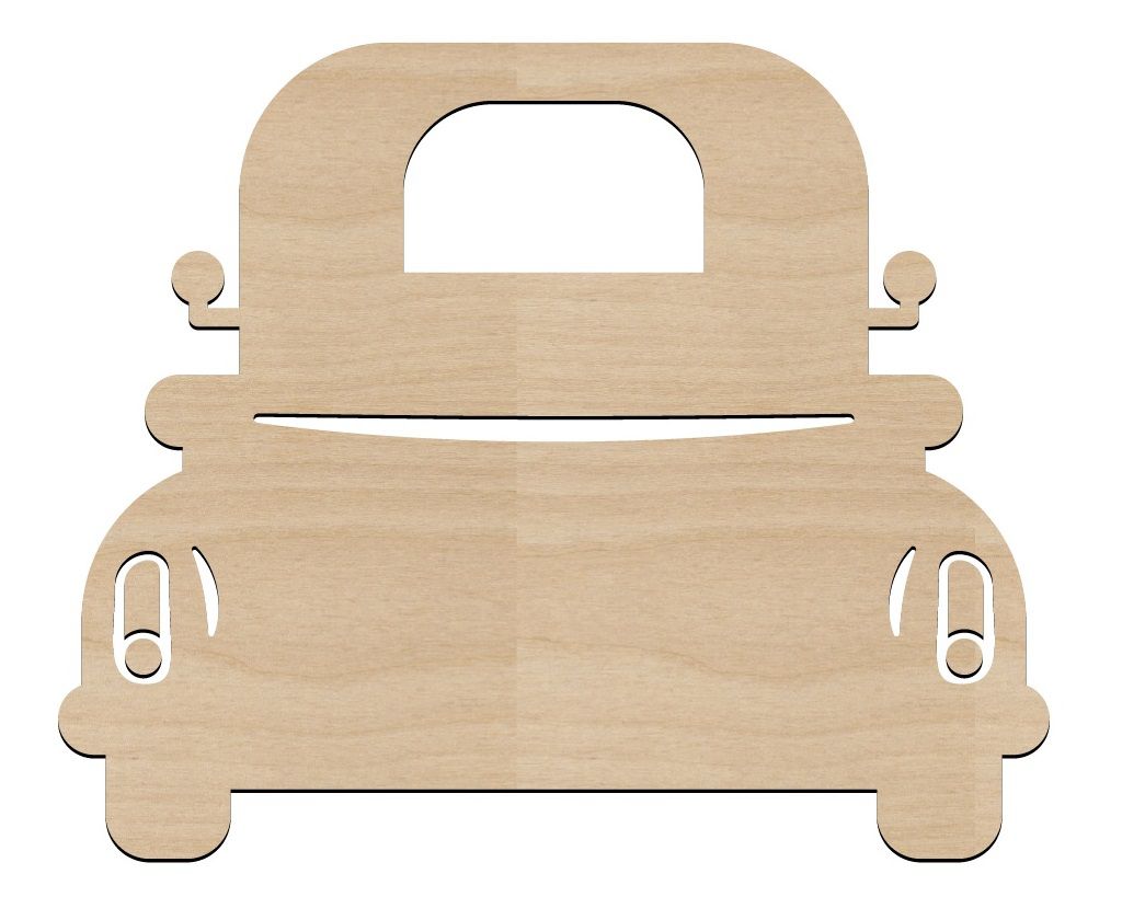 Front View Pickup Truck Unfinished Wood Cutout Shape Craft DIY Door Sign Laser Cut File