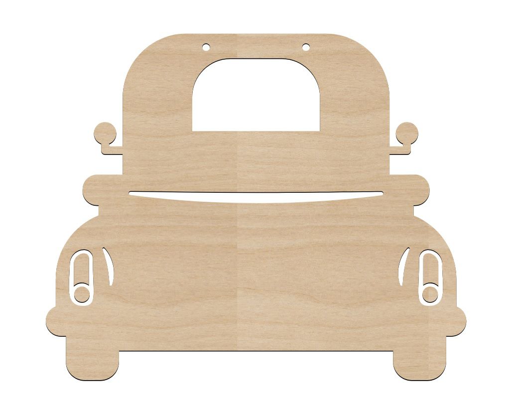 Front View Pickup Truck Unfinished Wood Cutout Shape Craft DIY Door Sign Laser Cut File