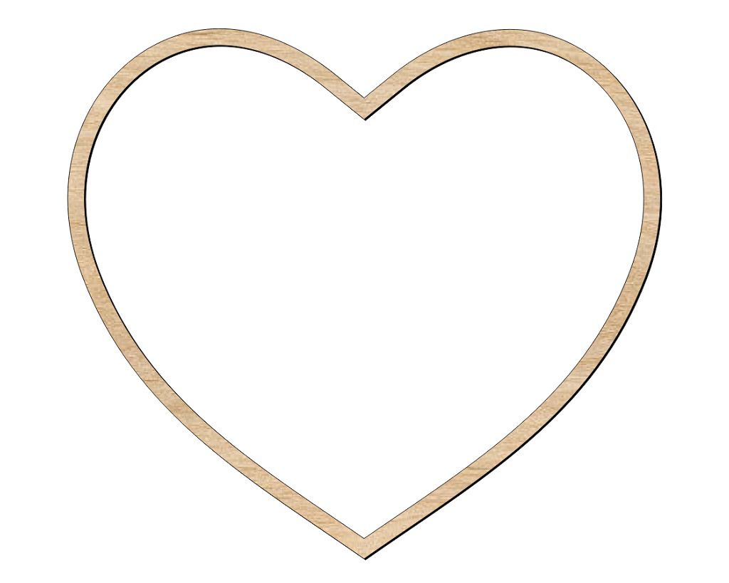 Open Heart Outline Unfinished Wood Cutout Shape Laser Cut File