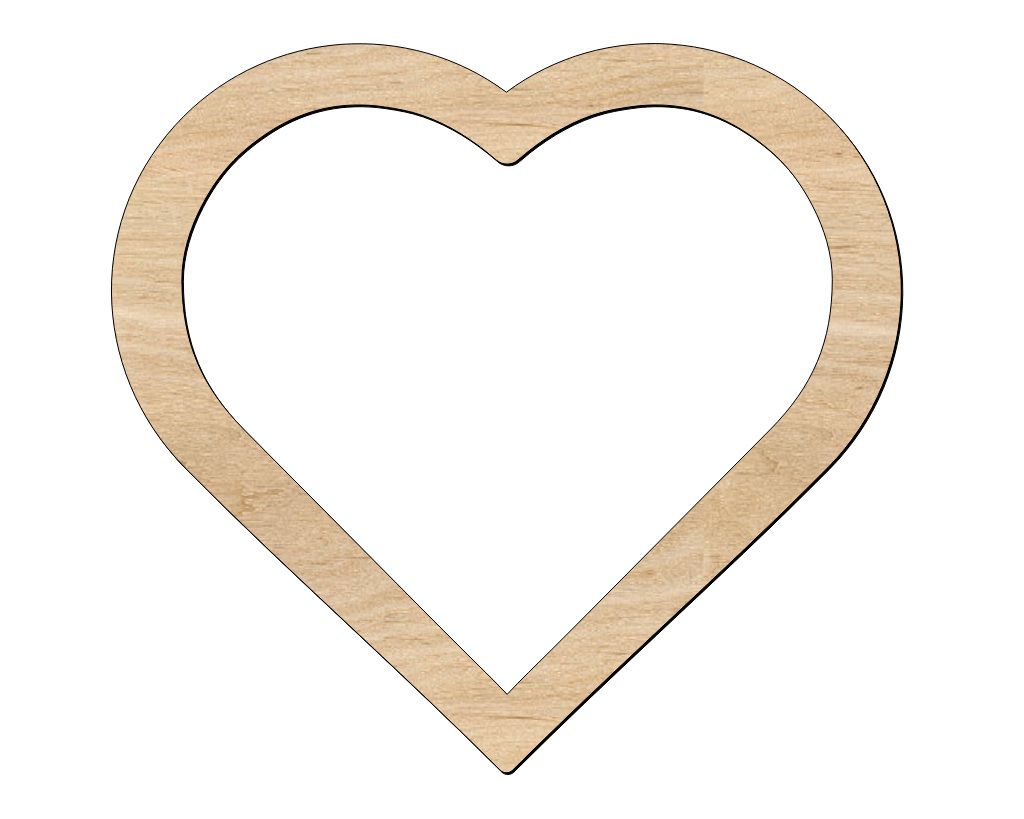 Thick Outline Wood Heart Shape for DIY Craft Laser Cut File