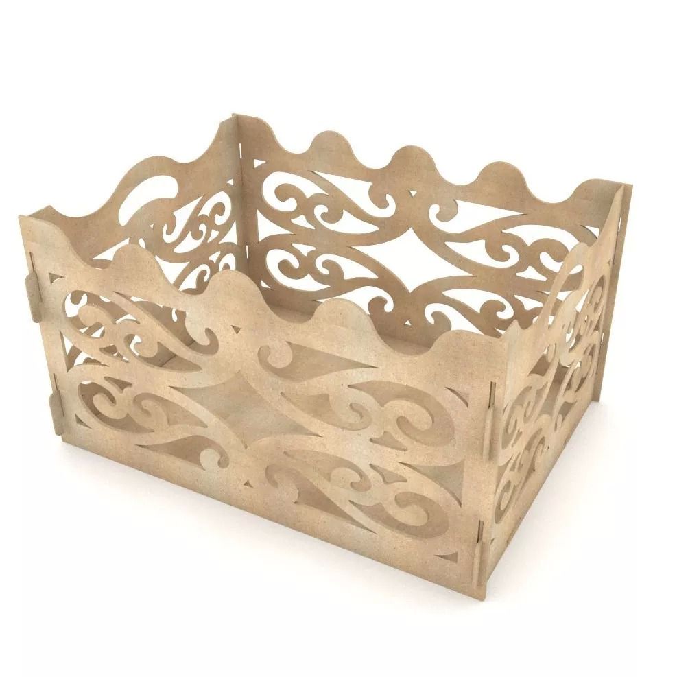 Carved Wooden Storage Basket Box Laser Cut File