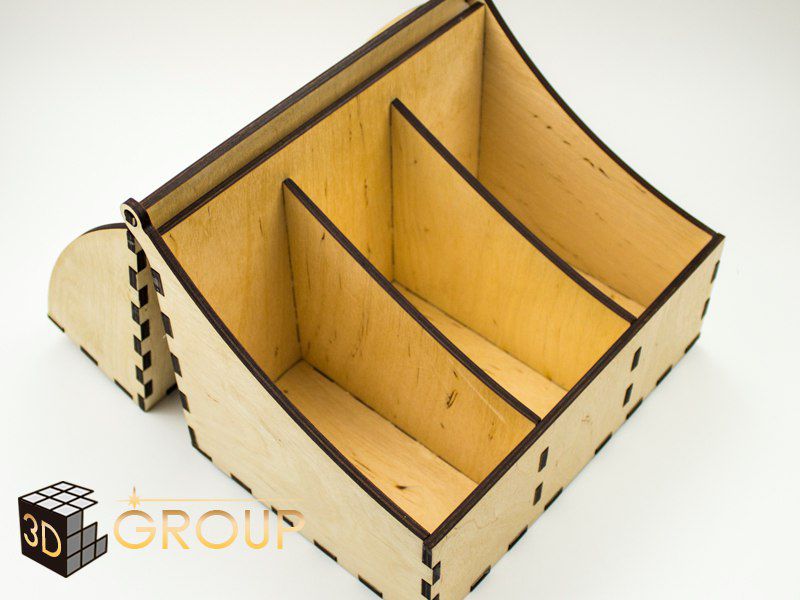 Hinged Lid Wood Tea Bag Organizer Storage Box Laser Cut File
