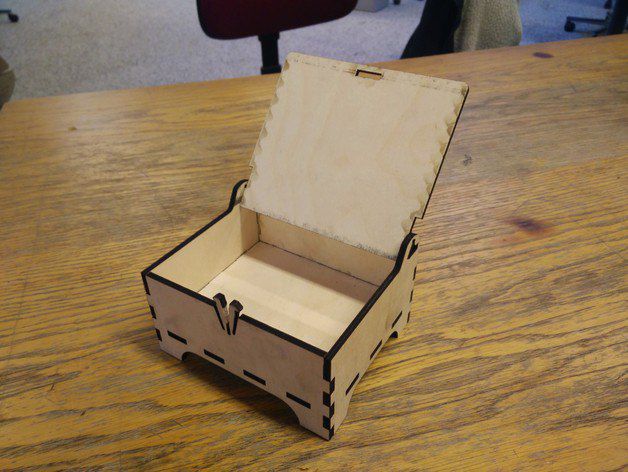 Wooden Square Storage Box with Hinged Lid Laser Cut File
