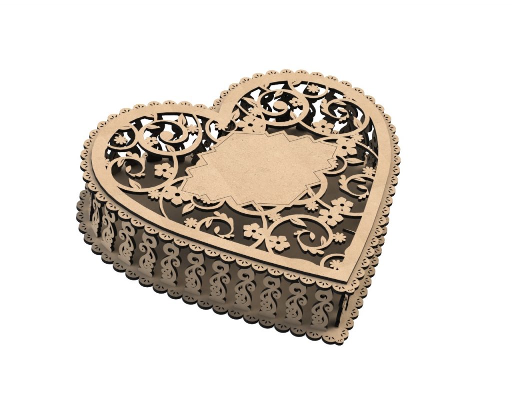 Valentines Day Heart Box 3 Sizes Laser Cut File