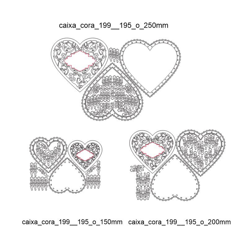 Valentines Day Heart Box 3 Sizes Laser Cut File