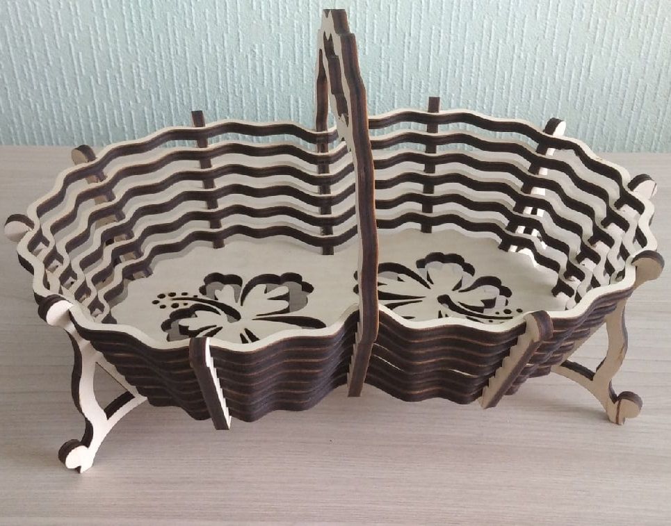 Wood Slat Basket for Food Laser Cut File