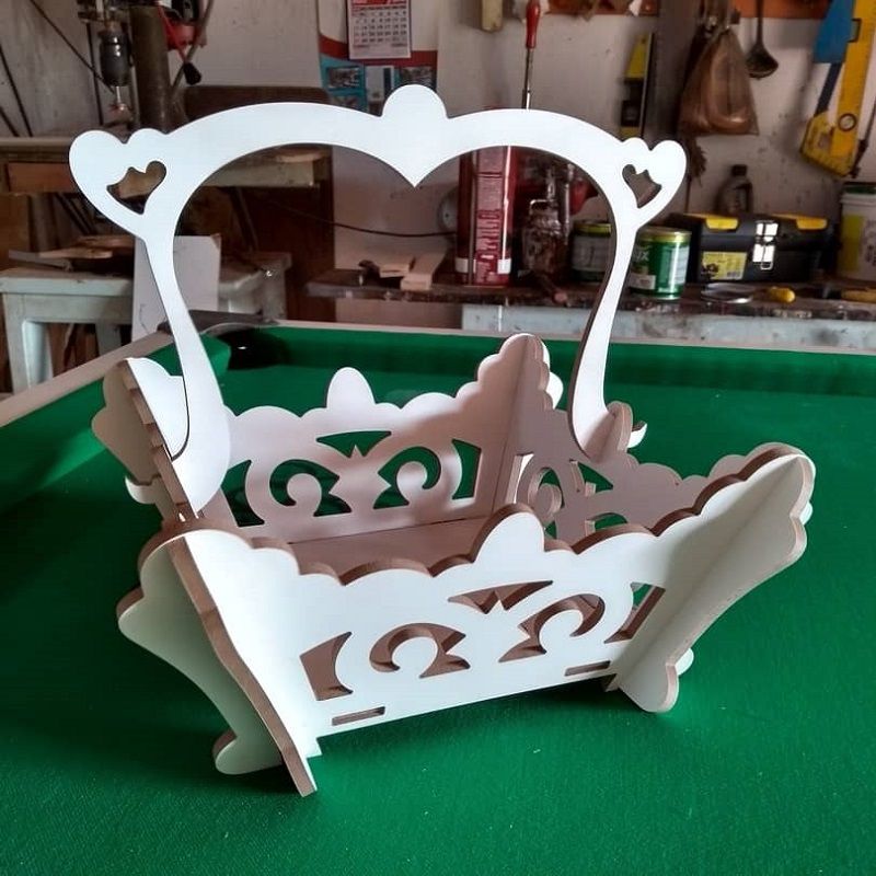 Carved Fruit Basket with Handle Laser Cut File