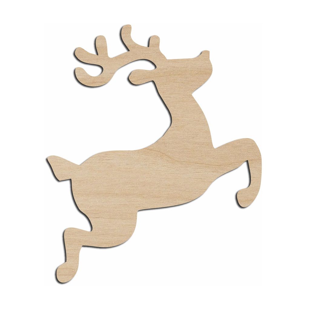Unfinished Wood Flying Reindeer Shape Laser Cut File
