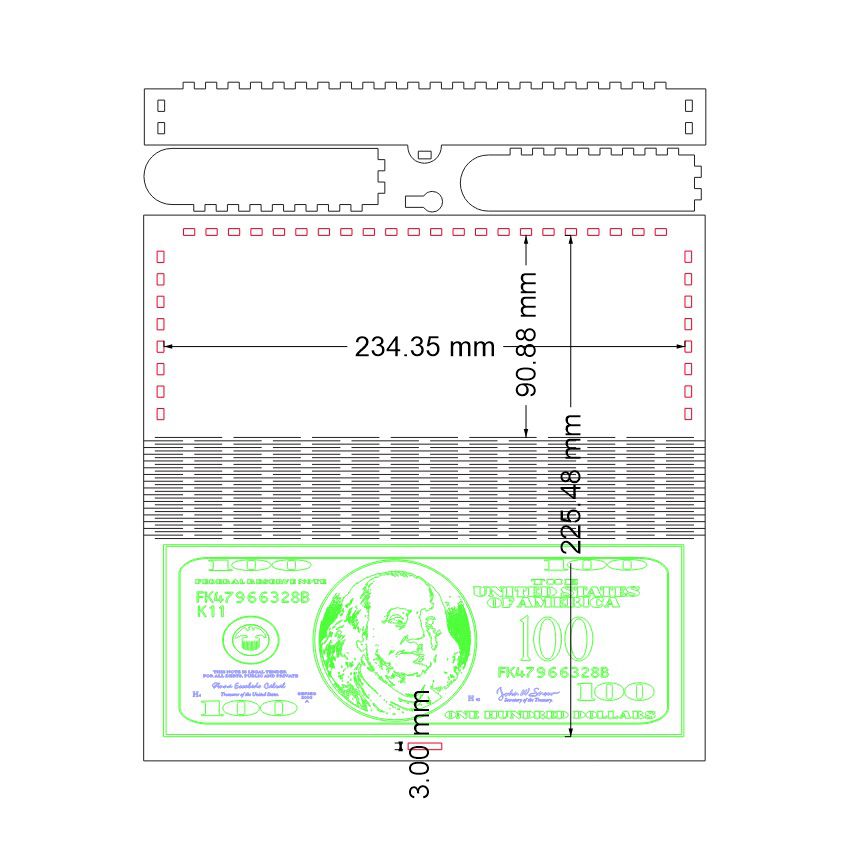 100 Dollar Bill Money Holder Gift Box Laser Cut File