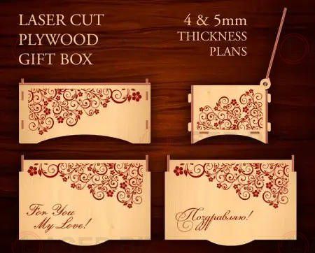 Personalized Floral Keepsake Memory Gift Box Laser Cut File