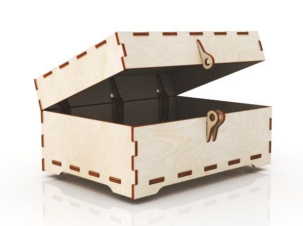 Jewelry Storage Box Wooden Hinged Lockable Box Laser Cut File