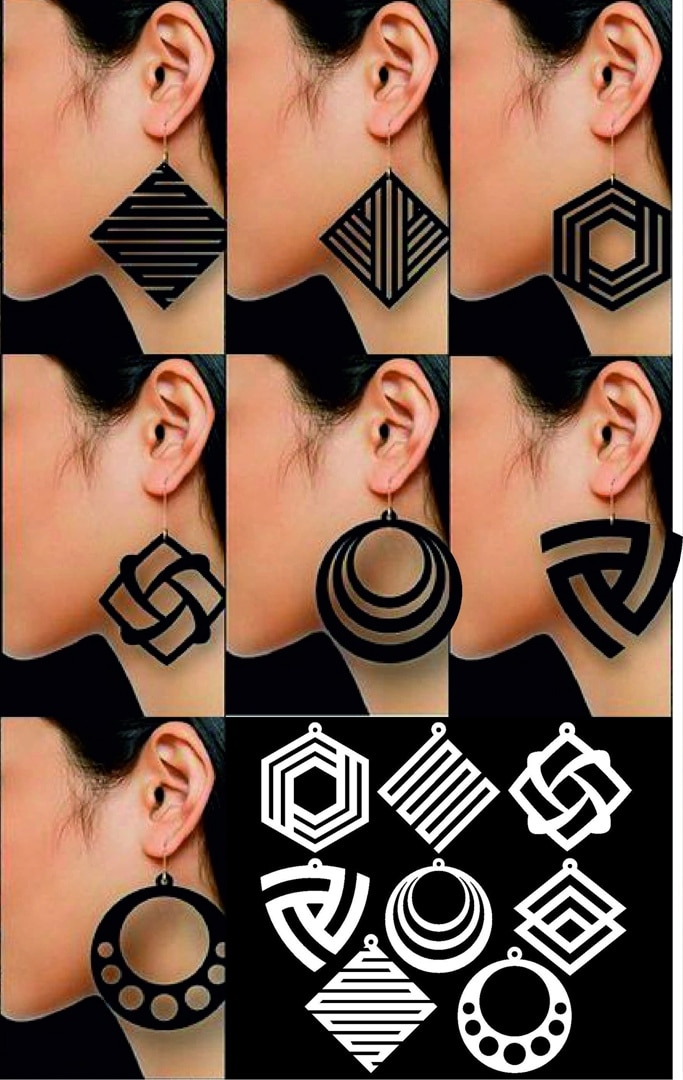 Unique Wood Earring Collection Laser Cut File