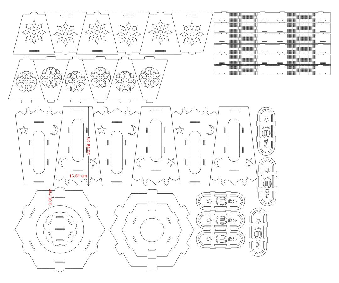 Ramadan Fanous Wooden Night Light Table Lamp Laser Cut AI CDR DXF File ...