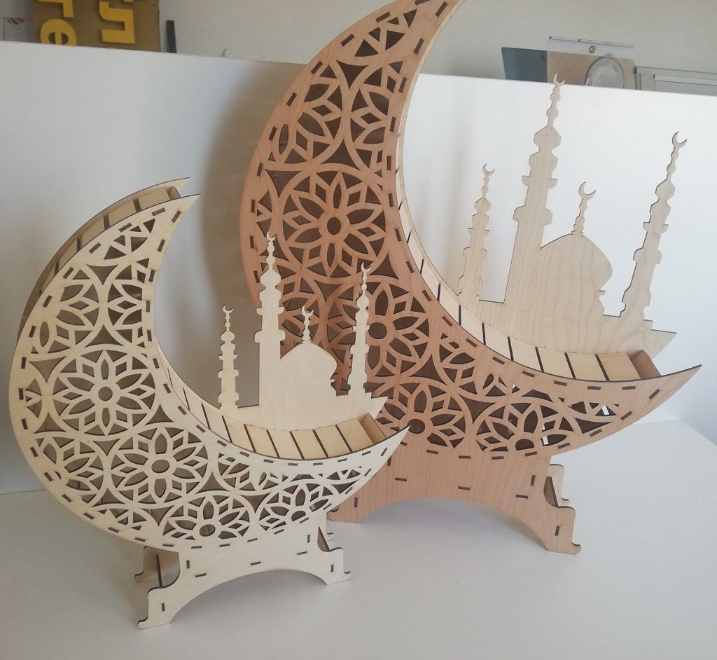 Ramadan Crescent Lantern Wood Arc Laser Cut File