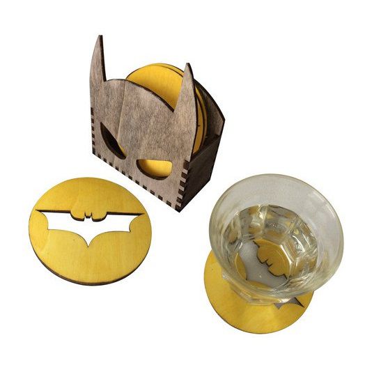 Batman Coasters with Holder Laser Cut File
