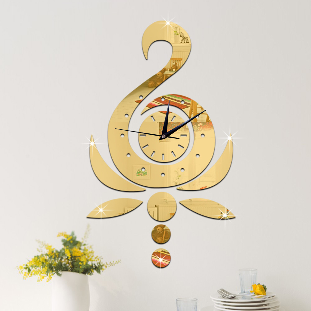 Lotus Swan Clock for Living Room Laser Cut File