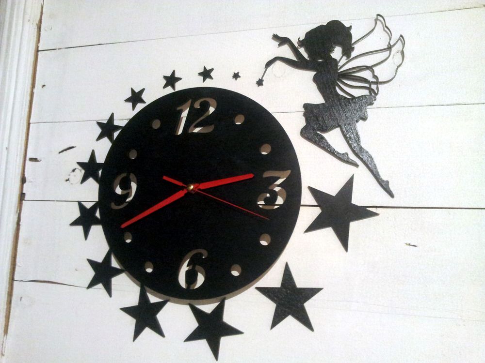 Fairy Wooden Wall Clock Laser Cut File