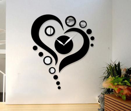 Heart with Circles Wooden Wall Clock for Home Decor Laser Cut File
