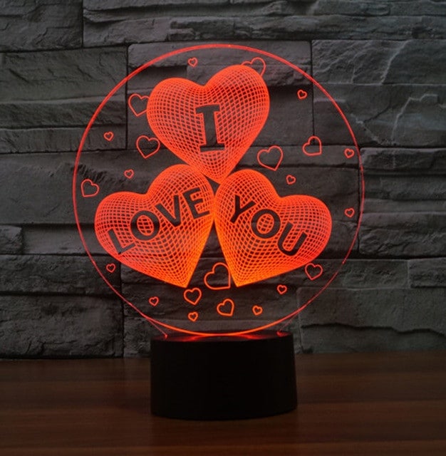I Love You 3D Heart Balloon LED Night Light Laser Engraving File