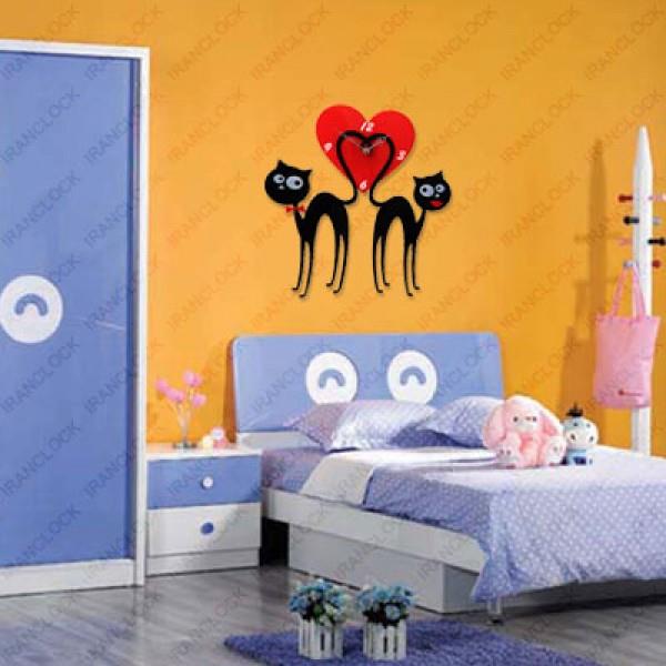 Two Cats Wall Clock for Kids Room Laser Cut File
