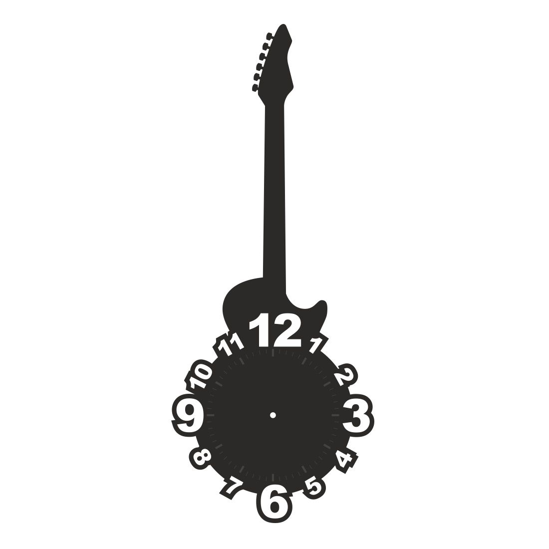 Guitar Shaped Wall Clock Laser Cut File