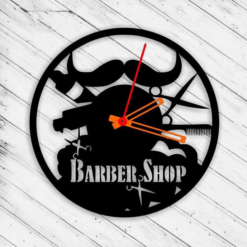 Hairdresser Symbol VInyl Record Wall Clock Laser Cut File