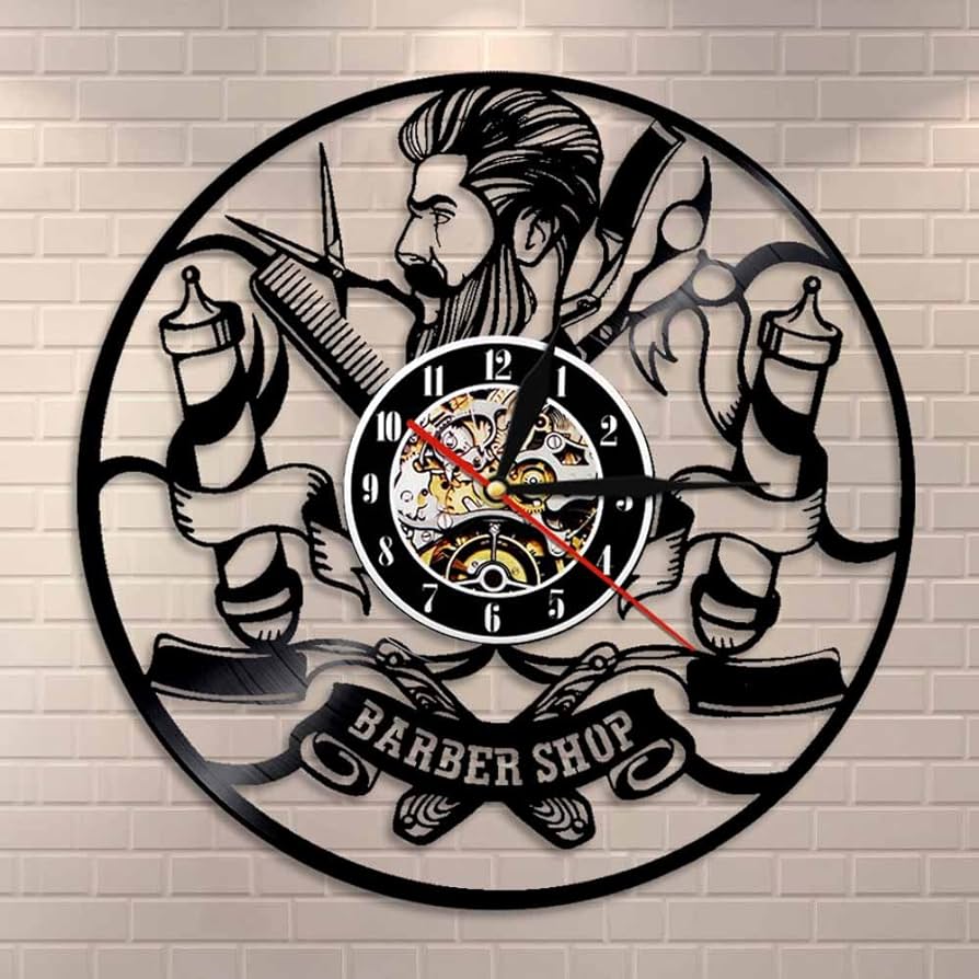 Men Hair Salon Beauty Sign Vinyl Clock Laser Cut File