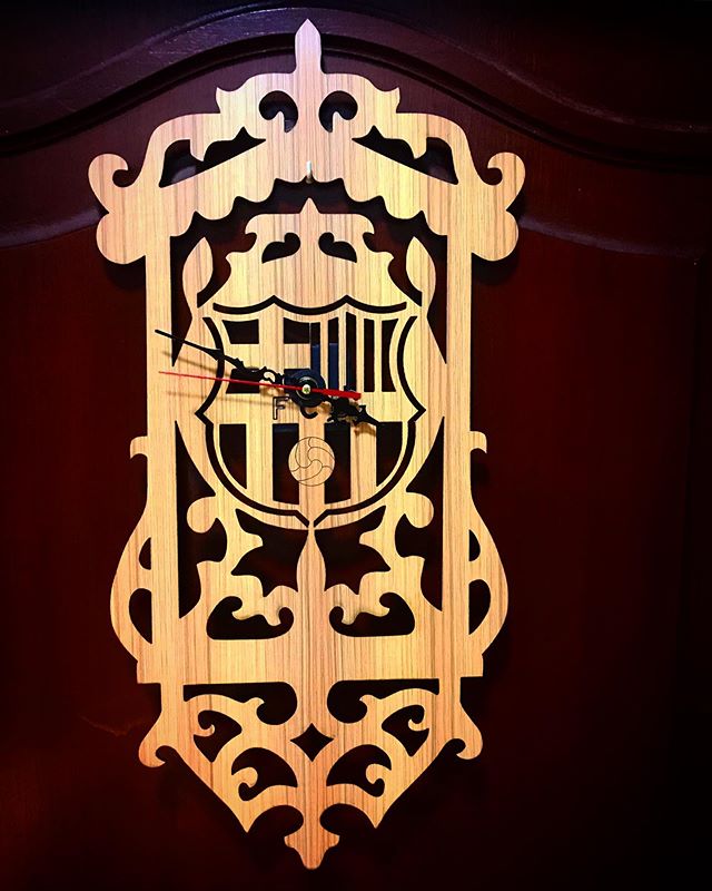 Soccer FC Barcelona Wall Clock Laser Cut File