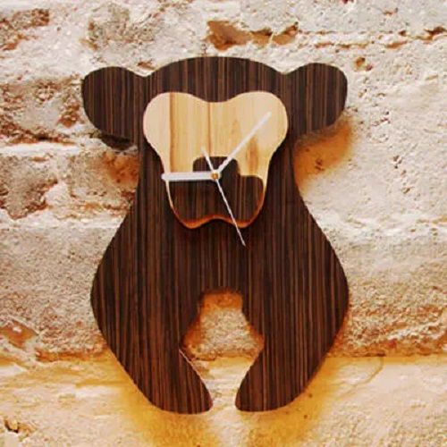 Multilayer Bear Wood Clock Laser Cut File