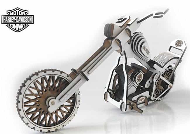 Harley Davidson Motorcycle Woodcraft Construction Kit Laser Cut