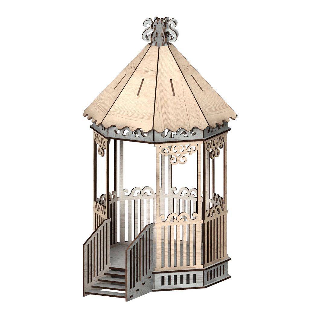 Miniature Gazebo 3D Wood Toy Laser Cut File