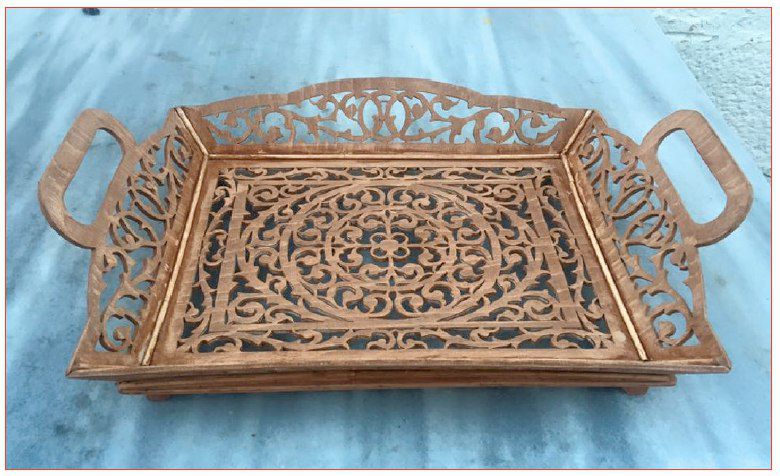Intricate Scroll Saw Tray with Handles Laser Cut File