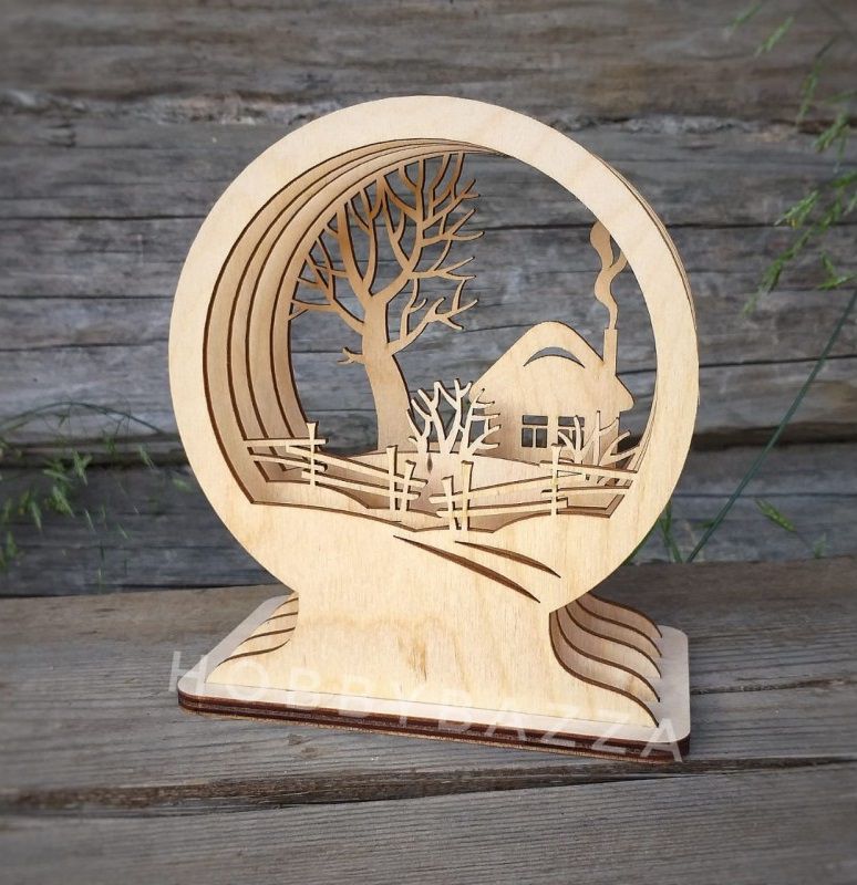 Interior Decoration Winter House Snow Globe Laser Cut File