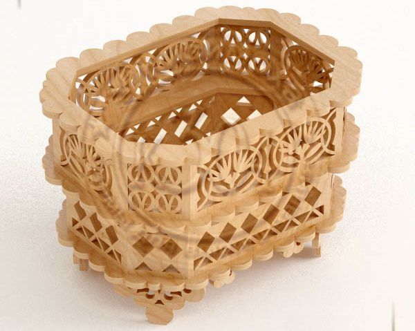 Double Decker Fretwork Basket Laser Cut File