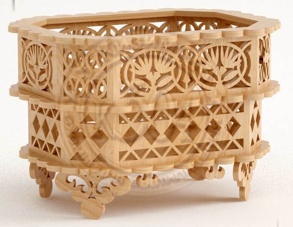 Double Decker Fretwork Basket Laser Cut File