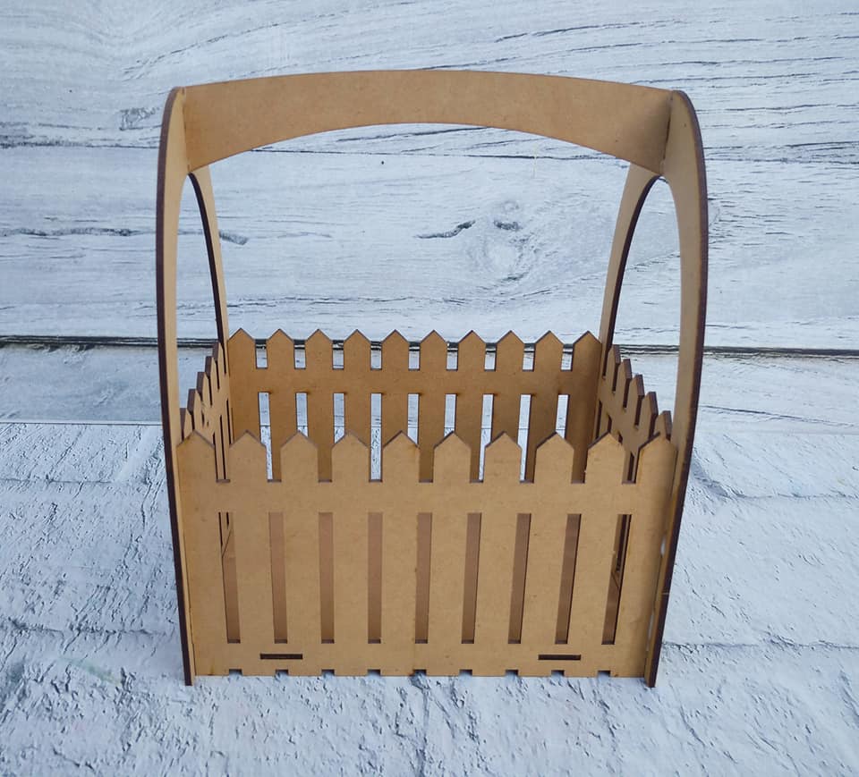 Picket Fence Flower Basket Laser Cut File