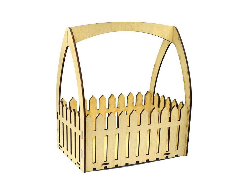 Picket Fence Flower Basket Laser Cut File