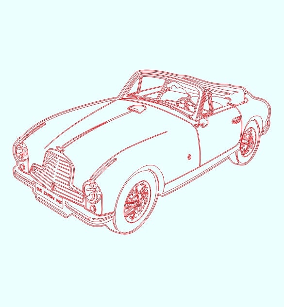 Aston Martin DB2 Car 3D Illusion Lamp Laser Engraving File