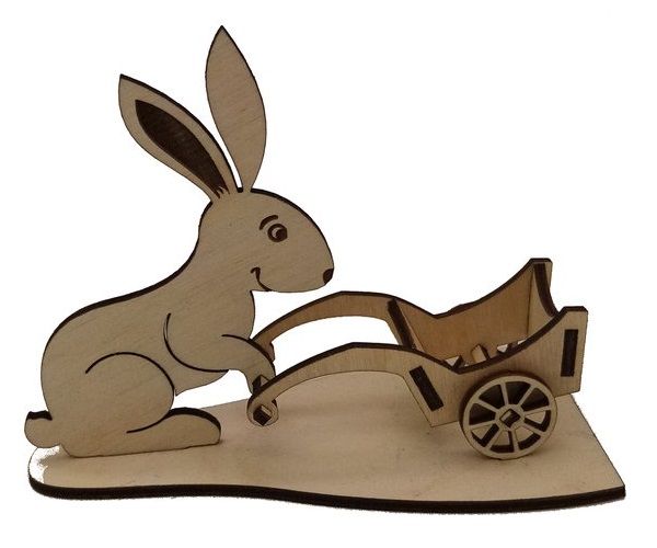 Easter Bunny Pushing Egg Cart Laser Cut File