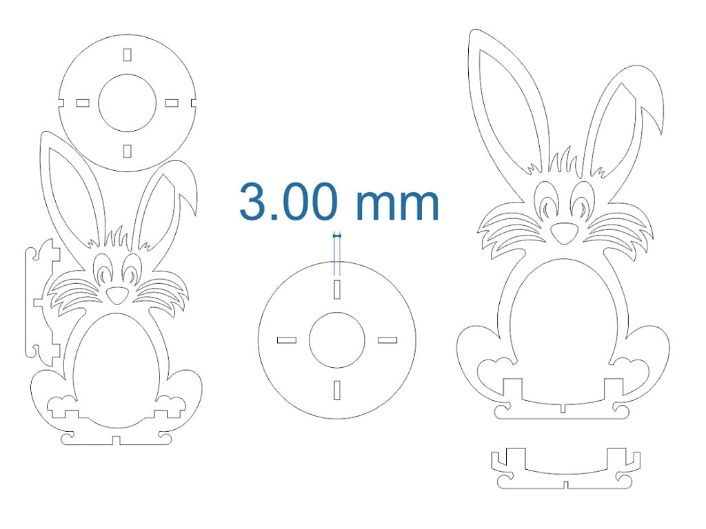 Easter Bunny One Egg Holder Stand Laser Cut File