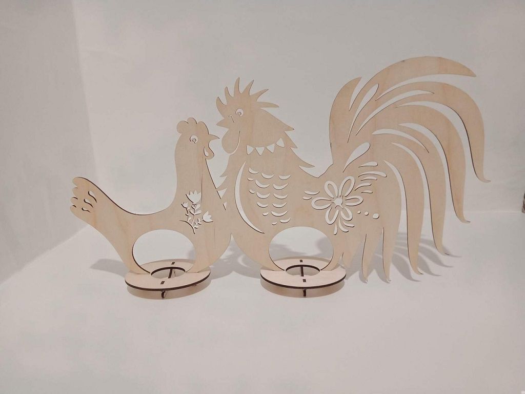 Hen with Rooster Easter Egg Holder Stand Laser Cut File