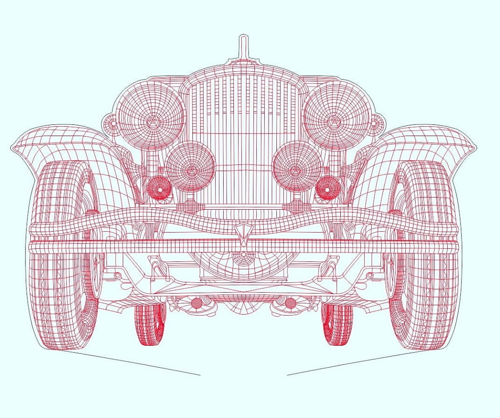 Retro Car Acrylic 3D LED Lamp Laser Engraving File