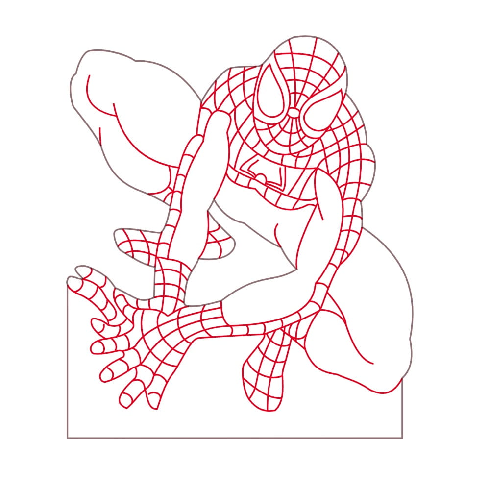 Spiderman Sitting 3D Illusion Lamp for Kids Laser Engraving File