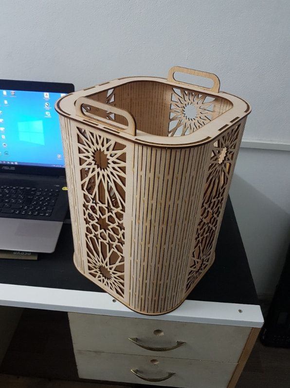 Living Hinge Garbage Basket Laser Cut File