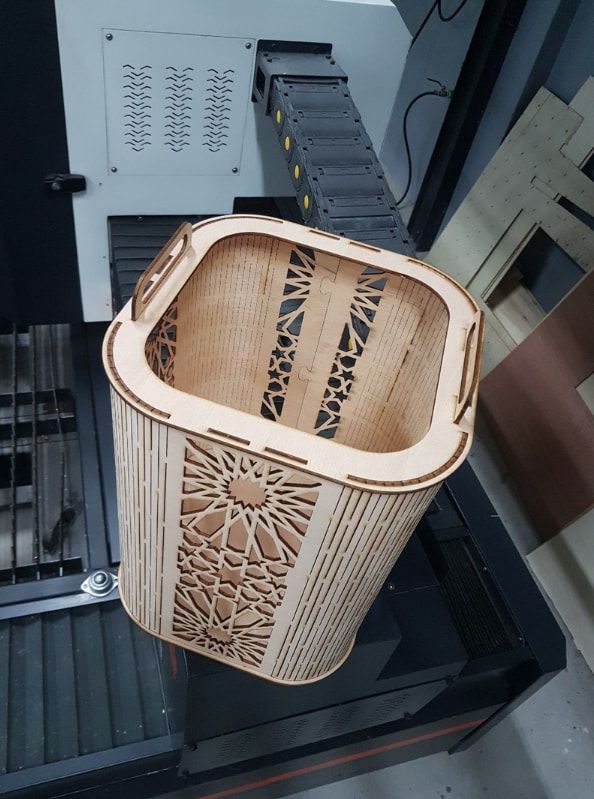 Living Hinge Garbage Basket Laser Cut File
